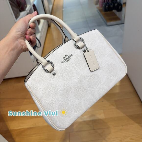 NWT Coach Savannah Small Carryall Satchel Bag CAL53 Signature Canvas White/Chalk - Picture 5 of 14